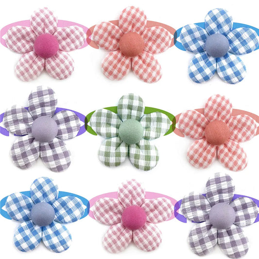 50/100pcs Adjustable Pet Bowties – Cute Lattice Style Dog Neckwear for Small Dogs & Puppies