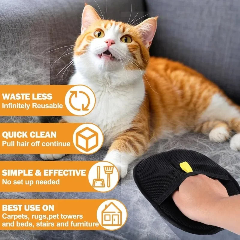 PurrfectGlide™ Cat Grooming & Hair Removal Gloves