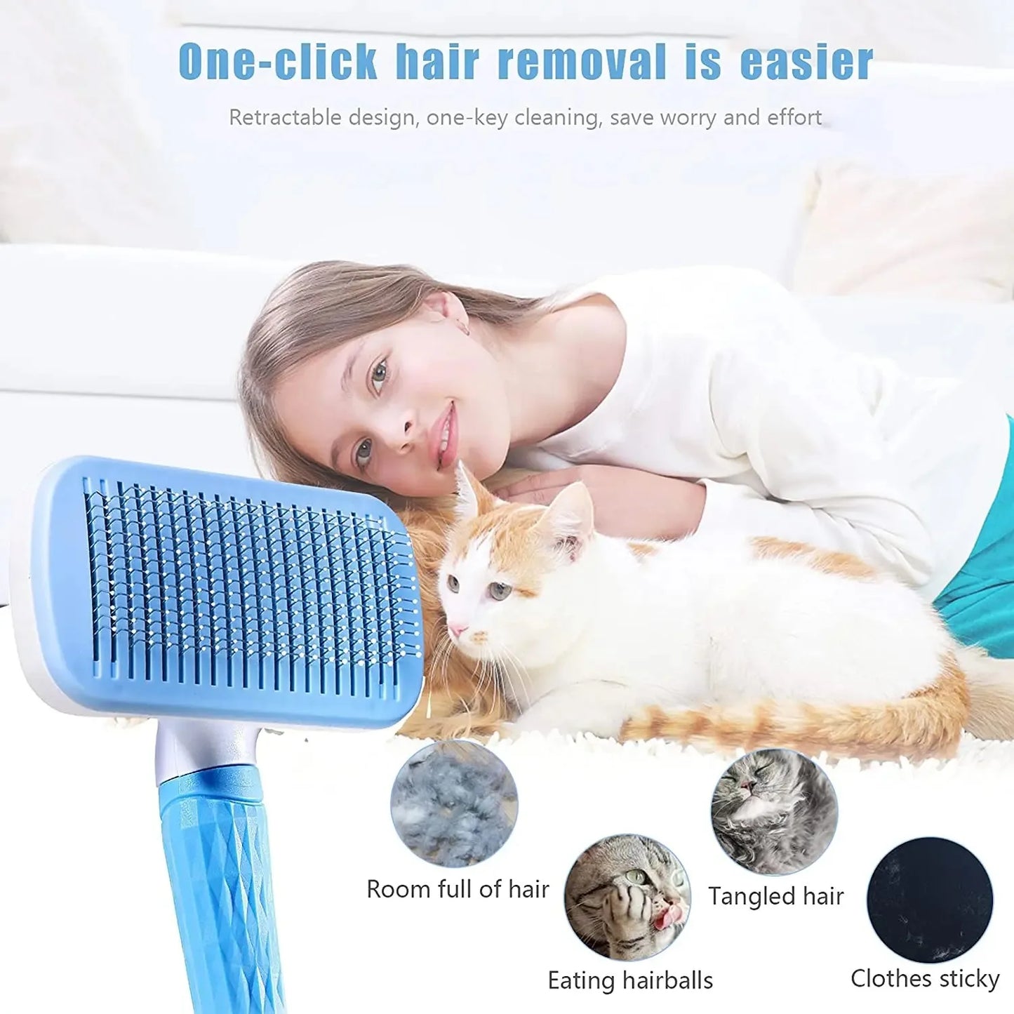 2-in-1 Pet Hair Remover & Grooming Brush – For Long Hair Dogs & Cats