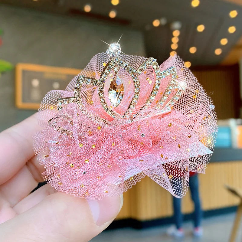 Multicolor Pet Hair Clip Crown Bow – Cute Lace Hairpins for Dogs & Cats