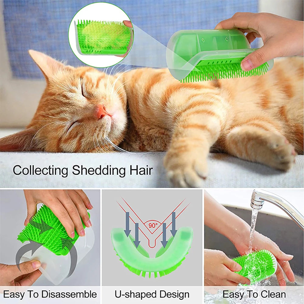 Cat Corner Self-Groomer Brush – Wall-Mounted Massage & Shedding Comb