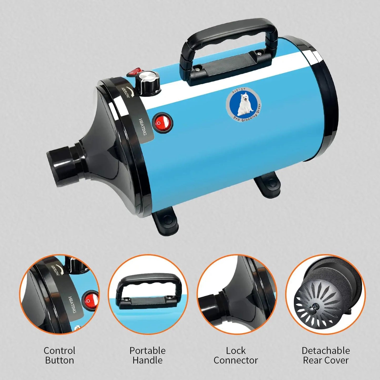 ProDry™ Adjustable Pet Hair Dryer – High-Power Grooming Blower for All Dog Sizes