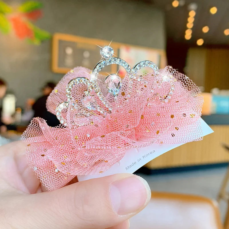 Multicolor Pet Hair Clip Crown Bow – Cute Lace Hairpins for Dogs & Cats