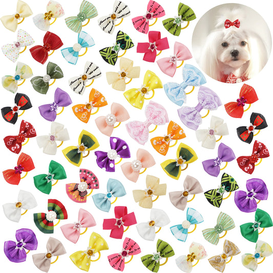 Cute Dog & Cat Grooming Bows – Small Hair Clips & Rubber Bands for Pets