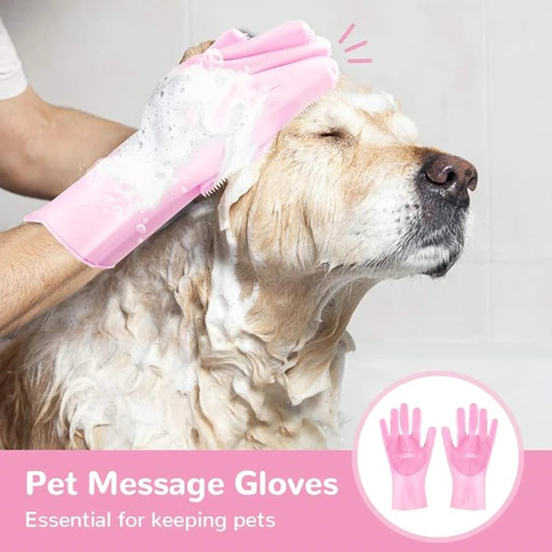 Magic Silicone Rubber Brush Gloves for Dishwashing Kitchen Household Cleaning Cars Pets Bathing Shampoo Reusable Scrubber Gloves
