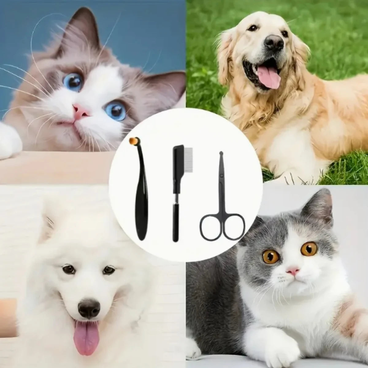 3-in-1 Pet Grooming Kit – Scissors, Comb & Brush Set