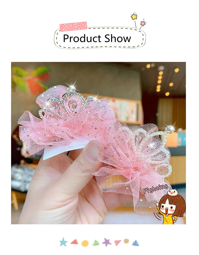 Multicolor Pet Hair Clip Crown Bow – Cute Lace Hairpins for Dogs & Cats