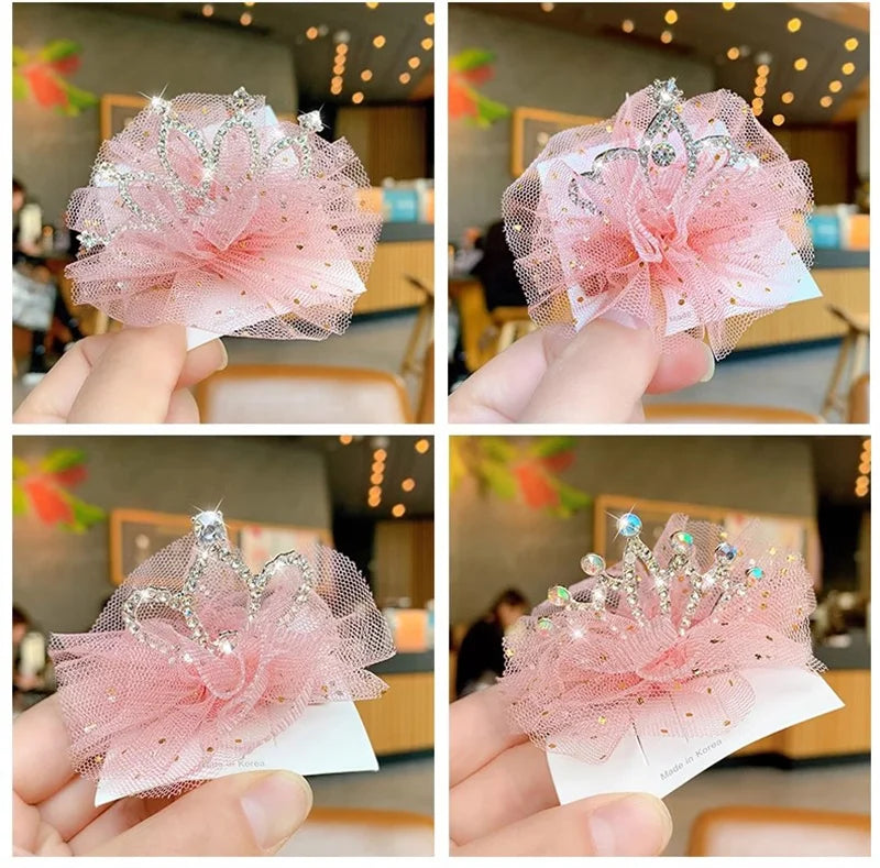 Multicolor Pet Hair Clip Crown Bow – Cute Lace Hairpins for Dogs & Cats