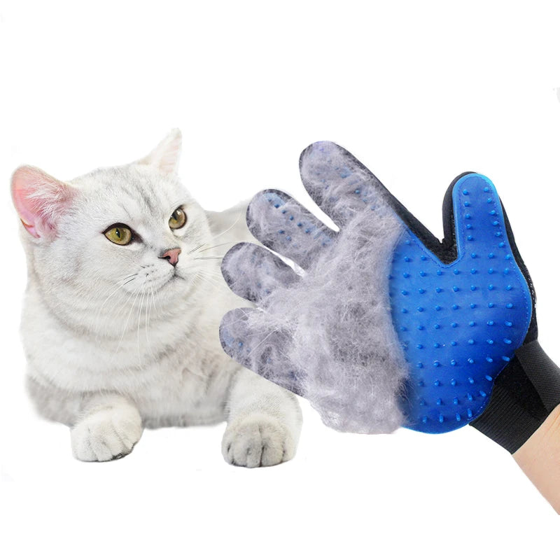 Silicone Cat Grooming Glove – Hair Remover & Bath Massage Brush for Pets
