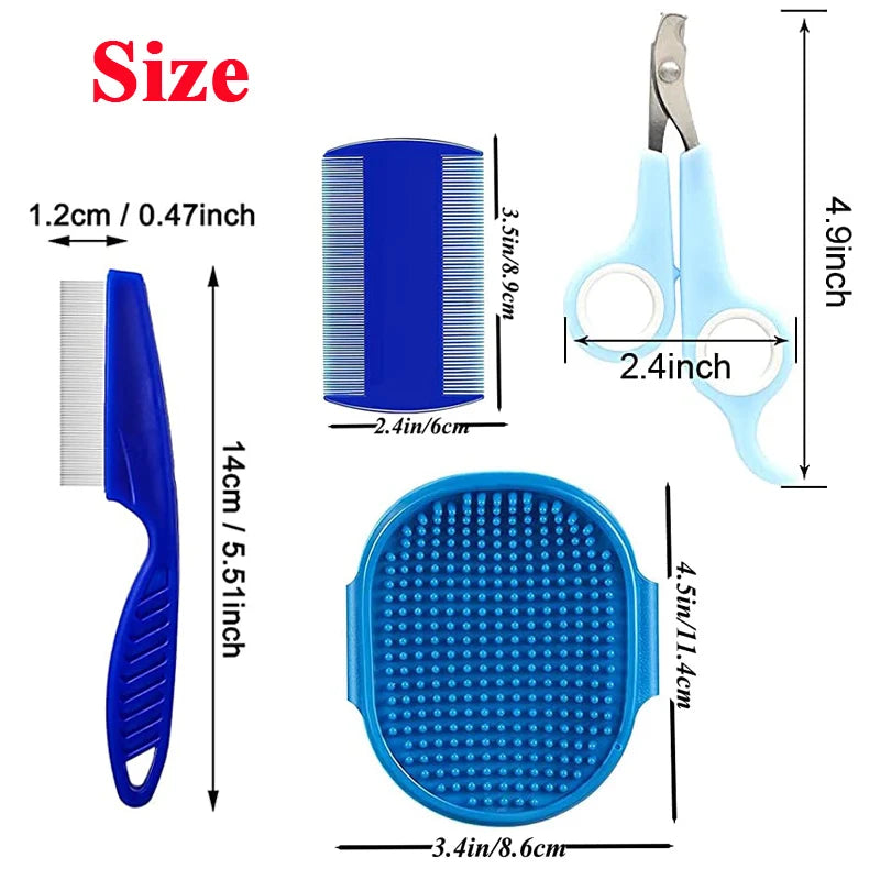 4-in-1 BunnyCare™ Grooming Kit – Tear Stain Comb, Nail Clipper & Bath Brush for Rabbits & Small Pets