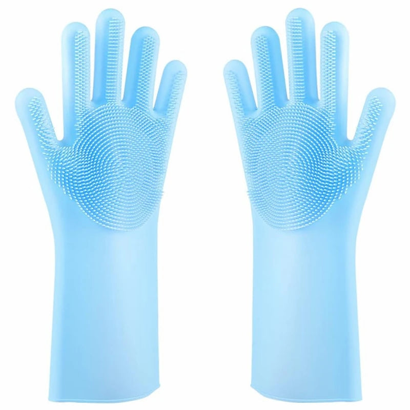 Magic Silicone Rubber Brush Gloves for Dishwashing Kitchen Household Cleaning Cars Pets Bathing Shampoo Reusable Scrubber Gloves