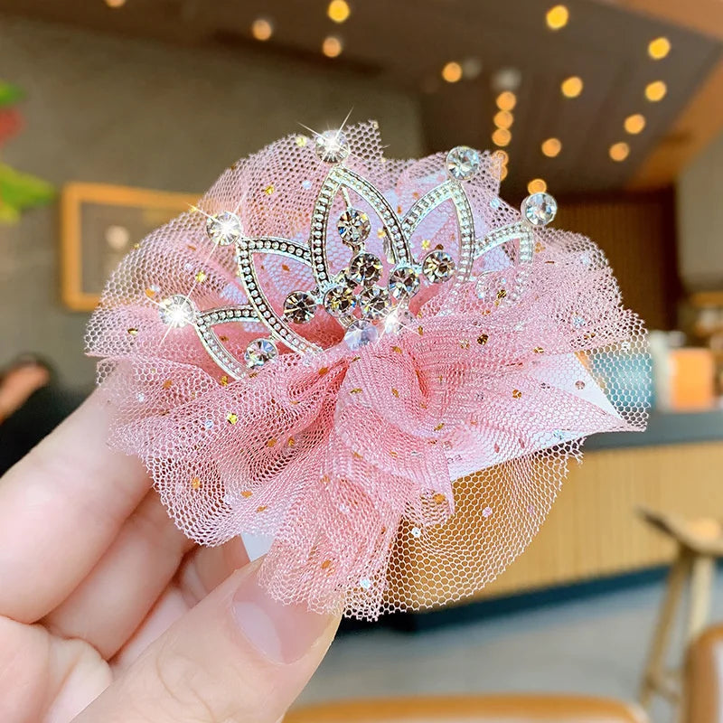 Multicolor Pet Hair Clip Crown Bow – Cute Lace Hairpins for Dogs & Cats