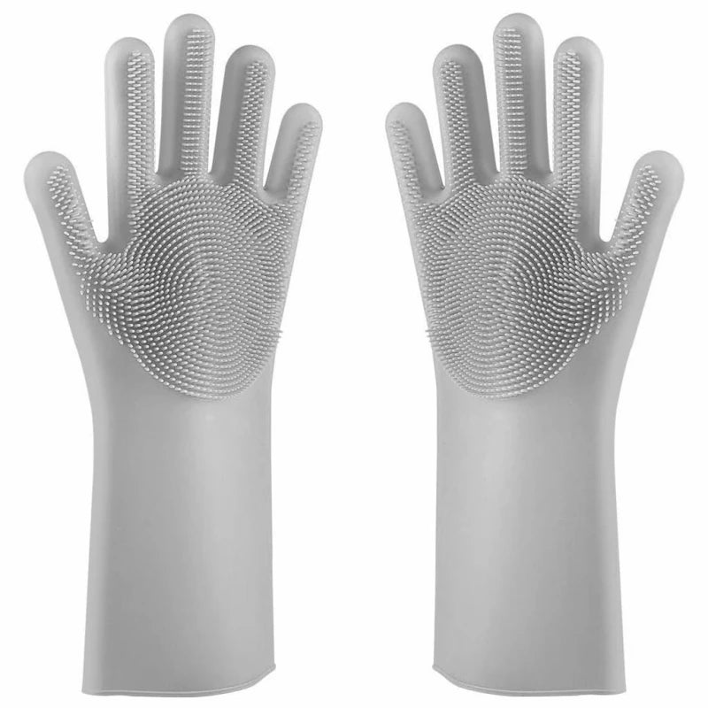 Magic Silicone Rubber Brush Gloves for Dishwashing Kitchen Household Cleaning Cars Pets Bathing Shampoo Reusable Scrubber Gloves