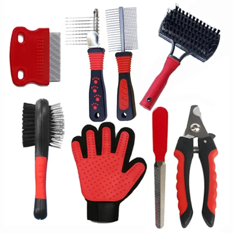 7-in-1 Pet Grooming Kit for Dogs & Cats – Complete Brush & Care Set with Nail Clipper, Deshedding Mitt & More
