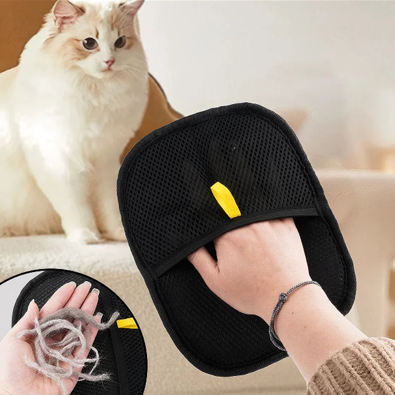 2-in-1 Pet Grooming Gloves – Hair Remover & Static Dust Brush for Furniture & Pets
