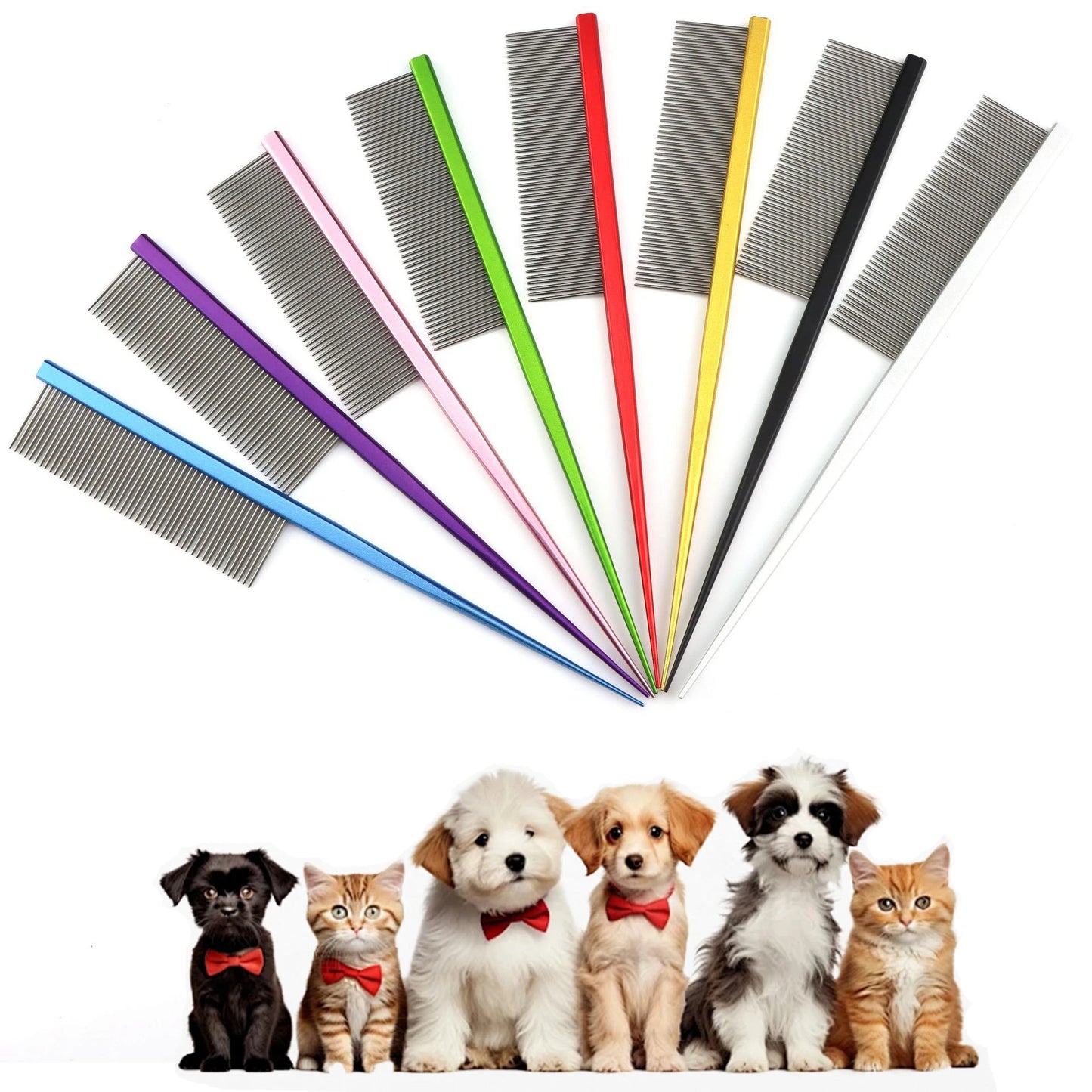 Puppy Grooming Comb Groomer For Dog Metal Groomer Pets Combs Hairbrush Cat Dog Grooming Combs Sharp Tail Row For Dog and Cat