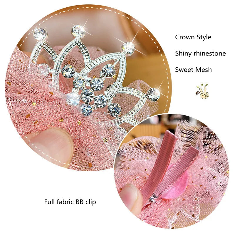 Multicolor Pet Hair Clip Crown Bow – Cute Lace Hairpins for Dogs & Cats