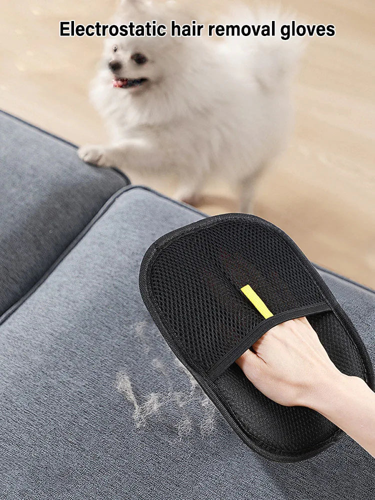 2-in-1 Pet Grooming Gloves – Hair Remover & Static Dust Brush for Furniture & Pets