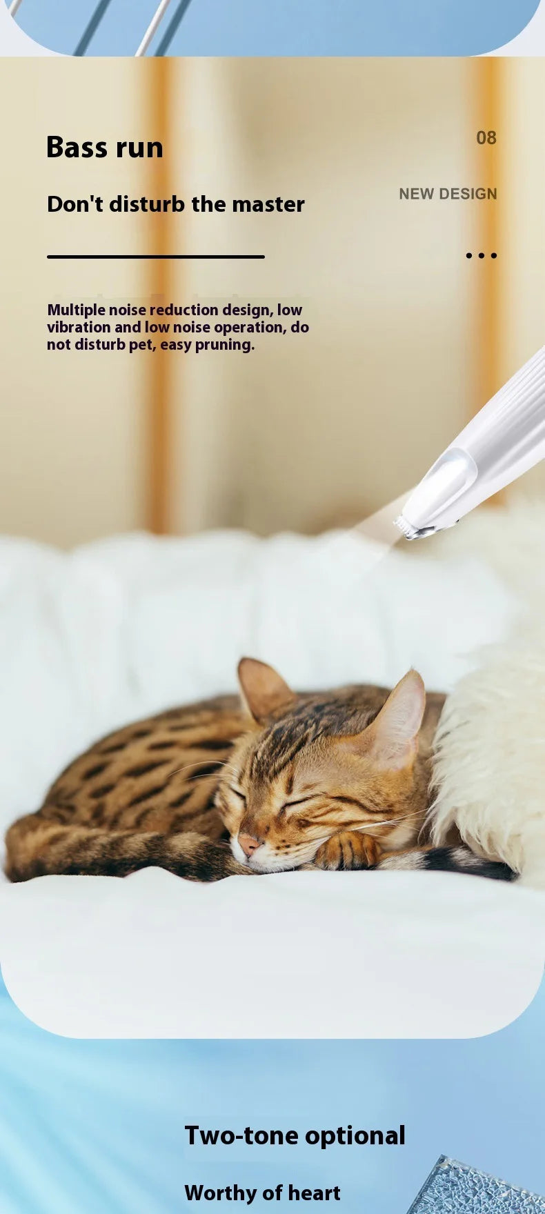 SilentGlow™ Waterproof Pet Grooming Trimmer with LED Light