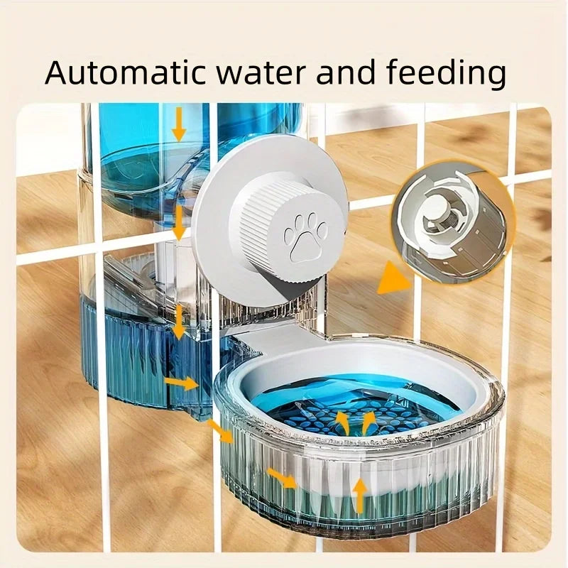 Hanging Pet Feeder & Waterer Set  Automatic Food & Water Dispenser for Cages