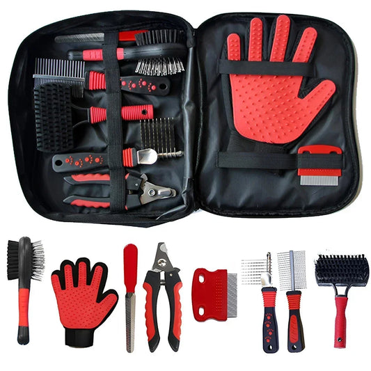 7-in-1 Pet Grooming Kit for Dogs & Cats – Complete Brush & Care Set with Nail Clipper, Deshedding Mitt & More