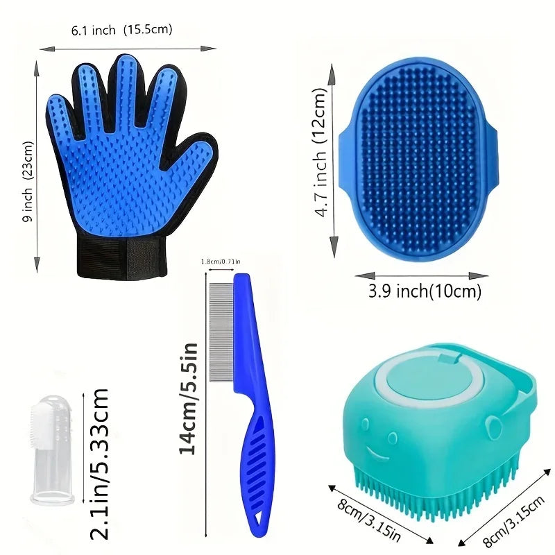 8-Pcs Ultimate Pet Grooming Kit – Hair Removal Comb, Flea Comb, Nail Clippers & More